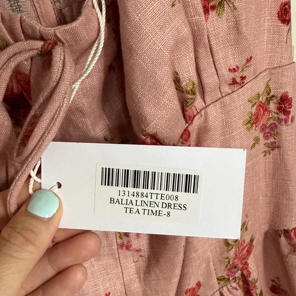New Reformation Pink Balia Linen Midi Dress in Tea Time Size 8 - Picture 6 of 8
